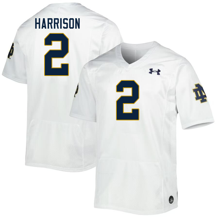 Men #2 Jayden Harrison Notre Dame Fighting Irish College Football Jerseys Stitched-White